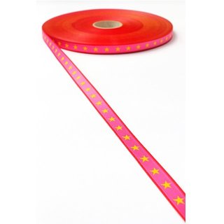 Farbenmix Webband Sternenband pink gelb - 2 Meter Stck