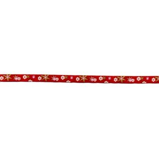 Webband mit Sternen und Blumen rot - 2 Meter Stck