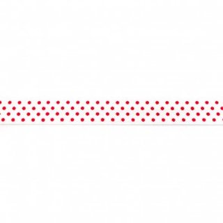 Elastisches Einfassband Falzgummi, wei mit roten Punkten