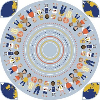 Baumwollstoff Roundabout von Kselotti - Panel Kinder