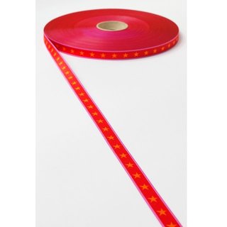 Farbenmix Webband Sternenband rot orange - 2 Meter Stück