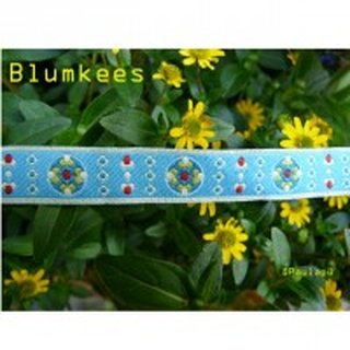 Farbenmix Webband Bloomkes blau - 2 Meter Stck