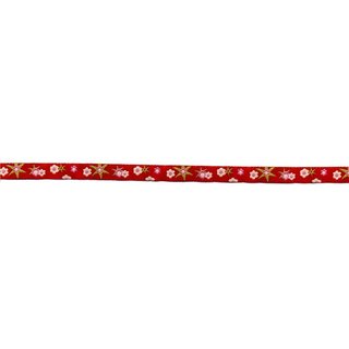 Webband mit Sternen und Blumen rot - 2 Meter Stück