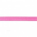 Elastisches Einfassband Falzgummi, pink mit weißen Punkten