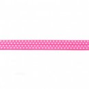 Elastisches Einfassband Falzgummi, pink mit weien Punkten