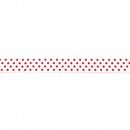 Elastisches Einfassband Falzgummi, weiß mit roten Punkten