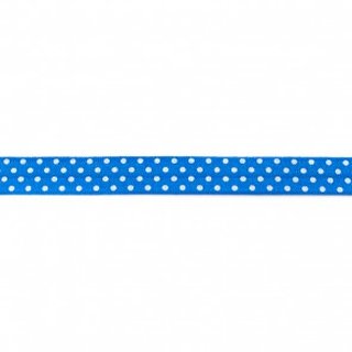 Elastisches Einfassband Falzgummi, kobaltblau mit weißen Punkten