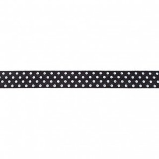 Elastisches Einfassband Falzgummi, schwarz mit weißen Punkten