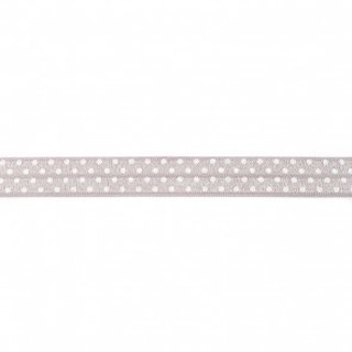 Elastisches Einfassband Falzgummi, hellgrau mit weißen...