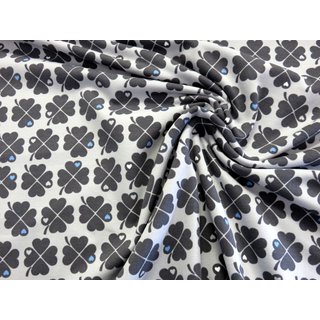 byGraziela Jersey Klee graugrundig mit Kleeblättern anthrazit