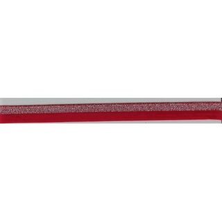 Elastisches Einfassband Falzgummi mit silber Glitzer rot
