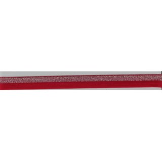 Elastisches Einfassband Falzgummi mit silber Glitzer rot