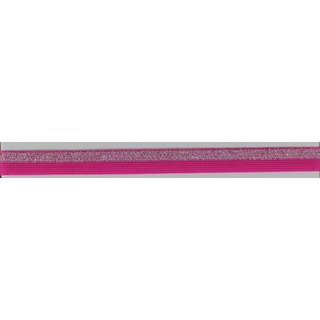 Elastisches Einfassband Falzgummi mit silber Glitzer pink