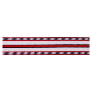 Ripsband weißgrundig mit rot und blau