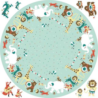 Baumwollstoff Roundabout von Käselotti - Panel Tiere