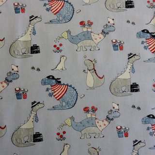 Baumwollstoff freundliche Dinos hellblaugrundig
