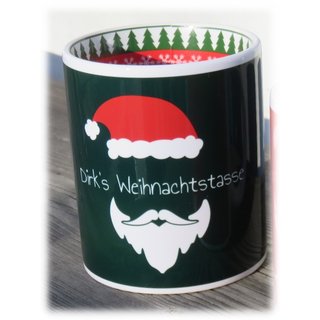 personalisierbare Weihnachtstasse - grn mit Nikolaus