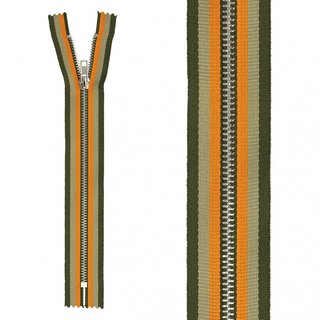 Reiverschlu - nicht teilbar - Streifen 523 - khaki, orange, grn