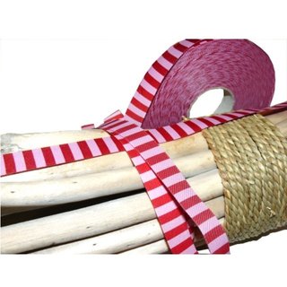 Farbenmix Webband Ringelband rot rosa - 2 Meter Stück