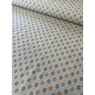 Canvas - Segeltuch - kleine Retrobl�tter gr�n t�rkis