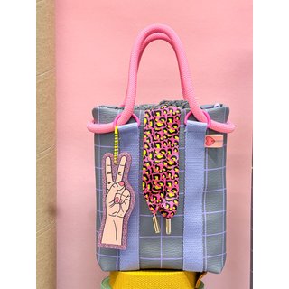 Happy Collection Karo Kunstleder Cherry Picking - grau/lila