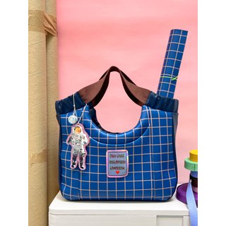 Happy Collection Karo Kunstleder Cherry Picking - dunkelblau/hellbraun